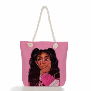 Pink graphic tote bag